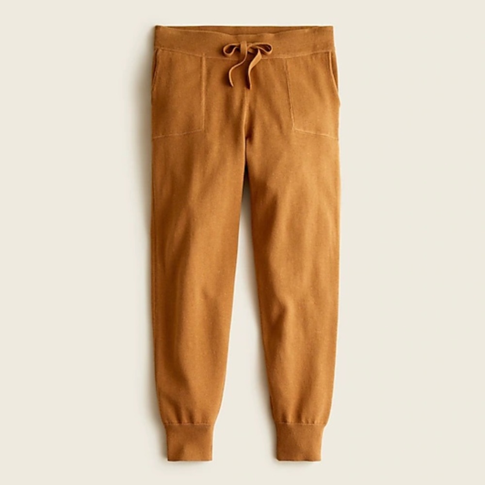 J. Crew Jogger pant in cotton-cashmere, Heathered Caramel